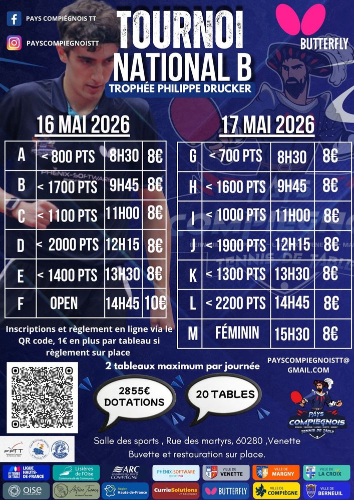 Tournoi national B avec le Pays compiégnois tennis de table